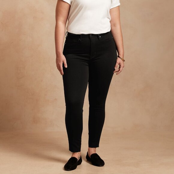 🔥 Banana Republic | Black Raw-Edge High-Rise Skinny Jean 29 - Picture 2 of 8